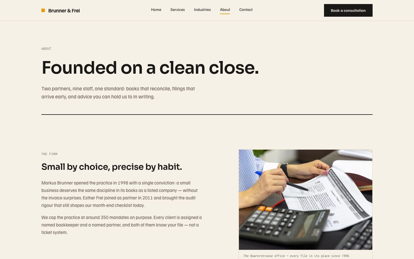 Accounting Firm Website Template — about page screenshot
