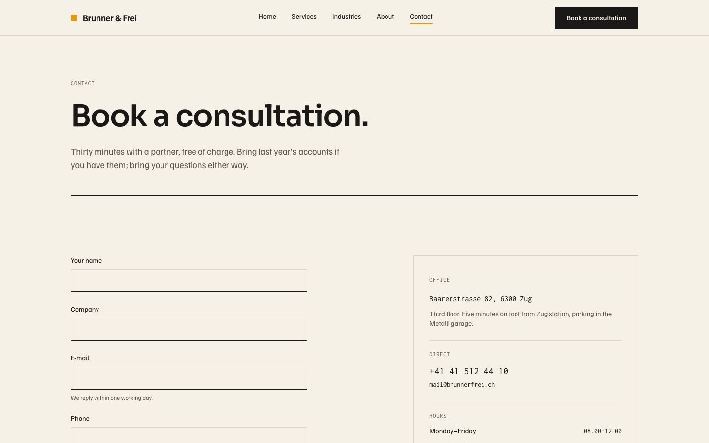 Accounting Firm Website Template — contact page screenshot