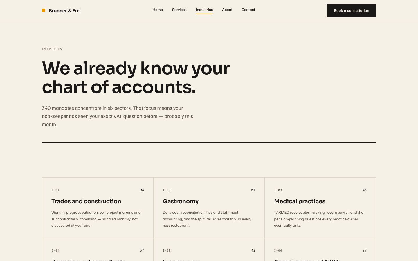Accounting Firm Website Template — industries page screenshot