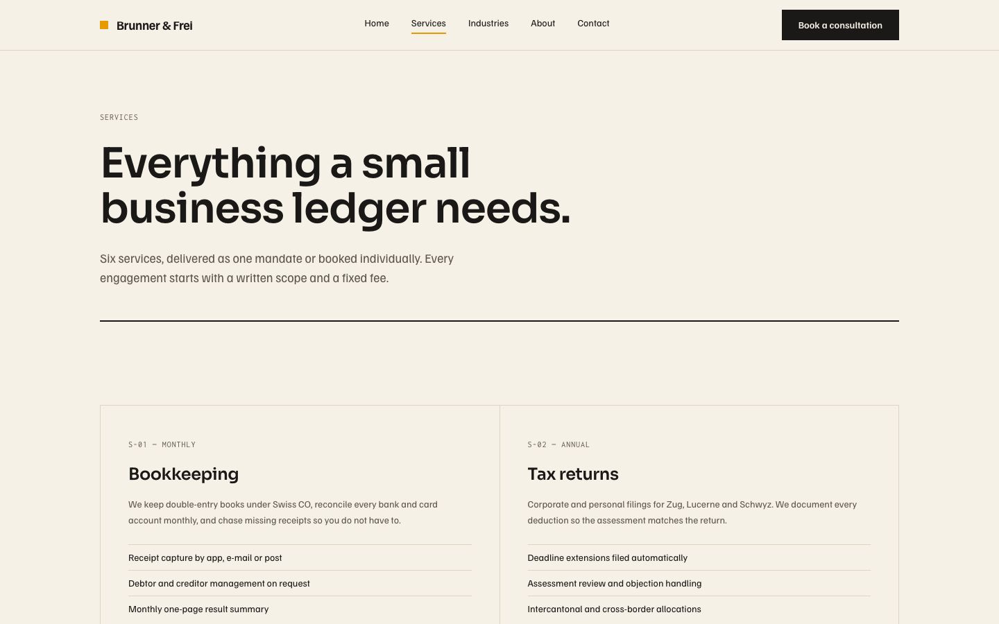 Accounting Firm Website Template — services page screenshot