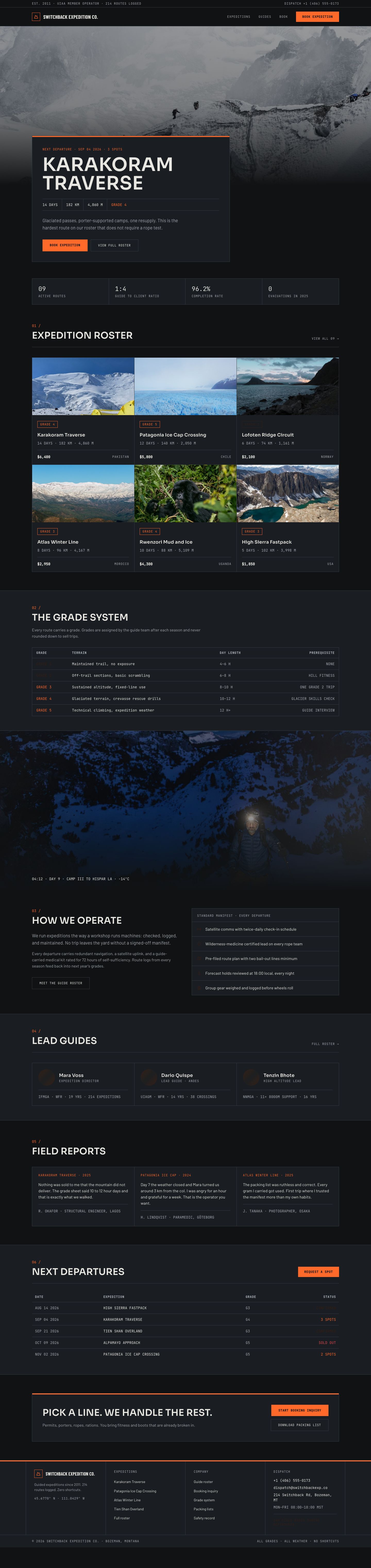 Adventure Travel Website Template — full page preview