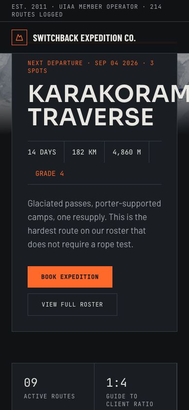 Adventure Travel Website Template — responsive mobile layout