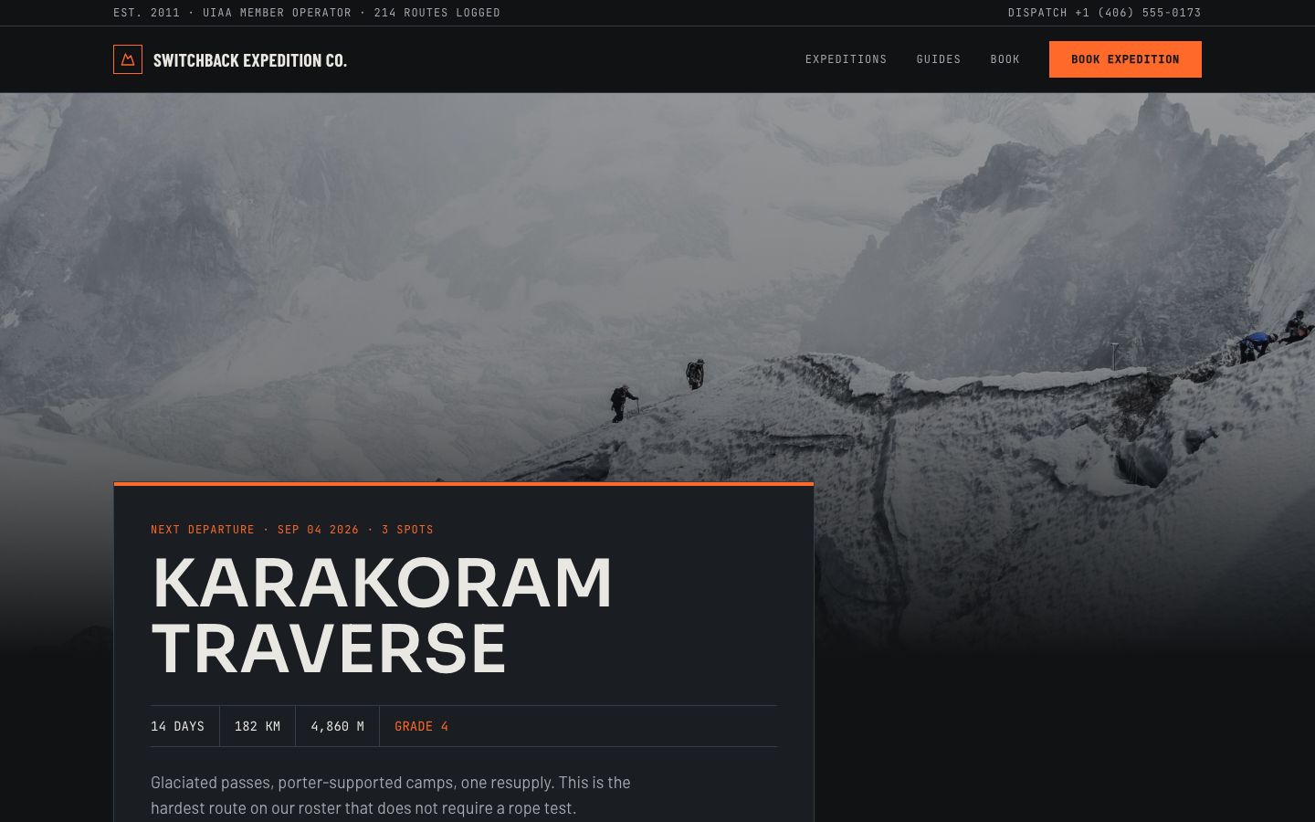 Adventure Travel Website Template — home page screenshot