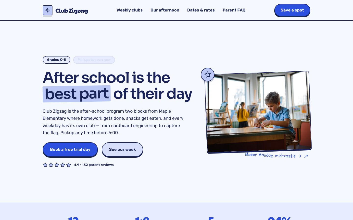 After School Program Website — home page screenshot