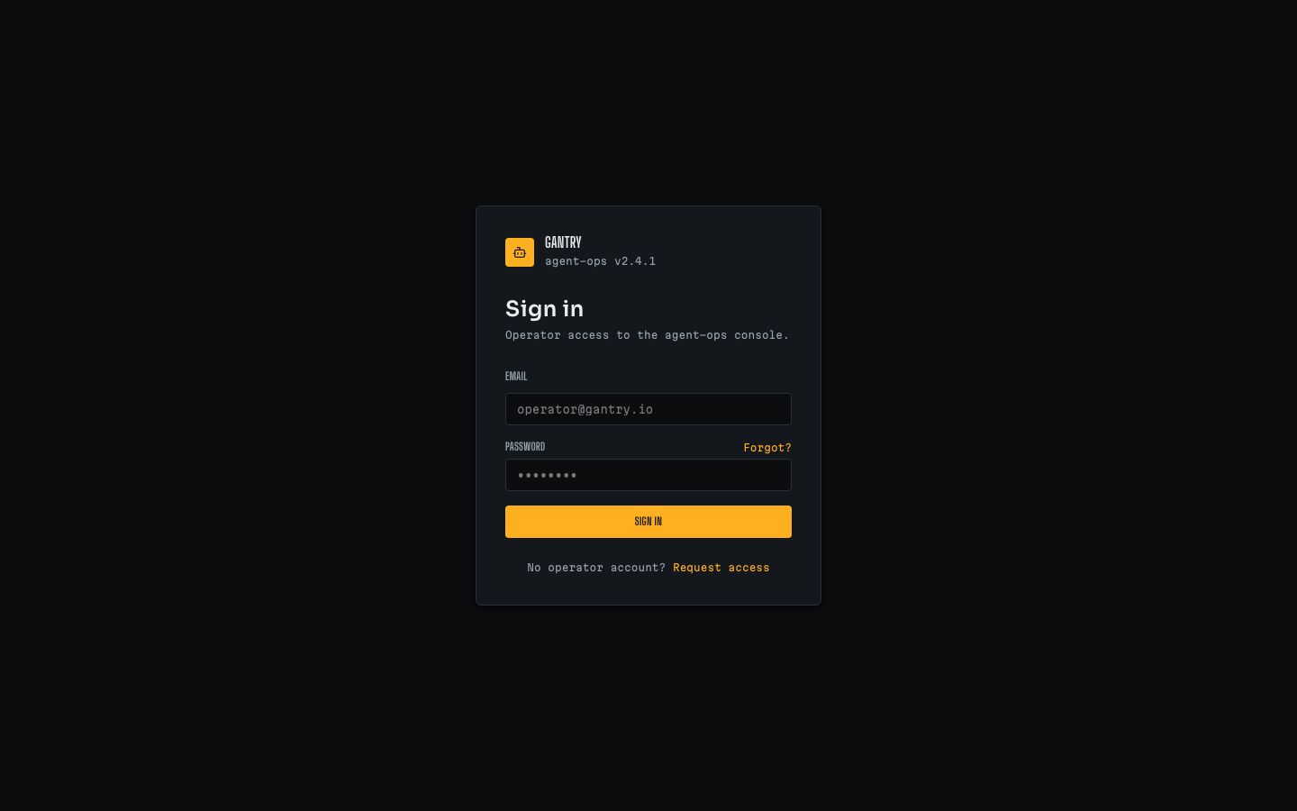 AI Agent Dashboard Template — login page screenshot