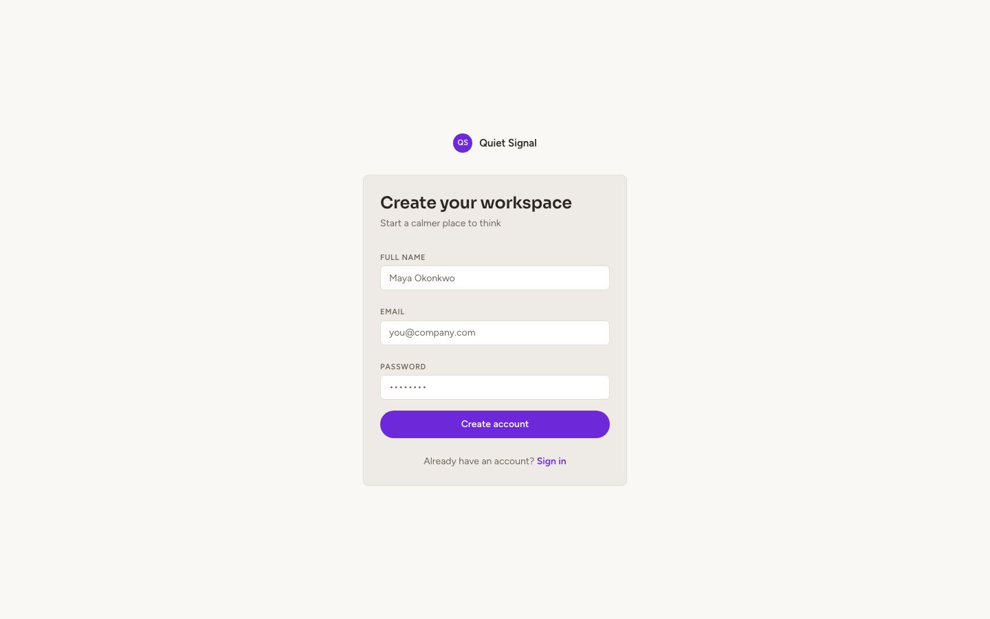 AI Chatbot UI Template — signup page screenshot