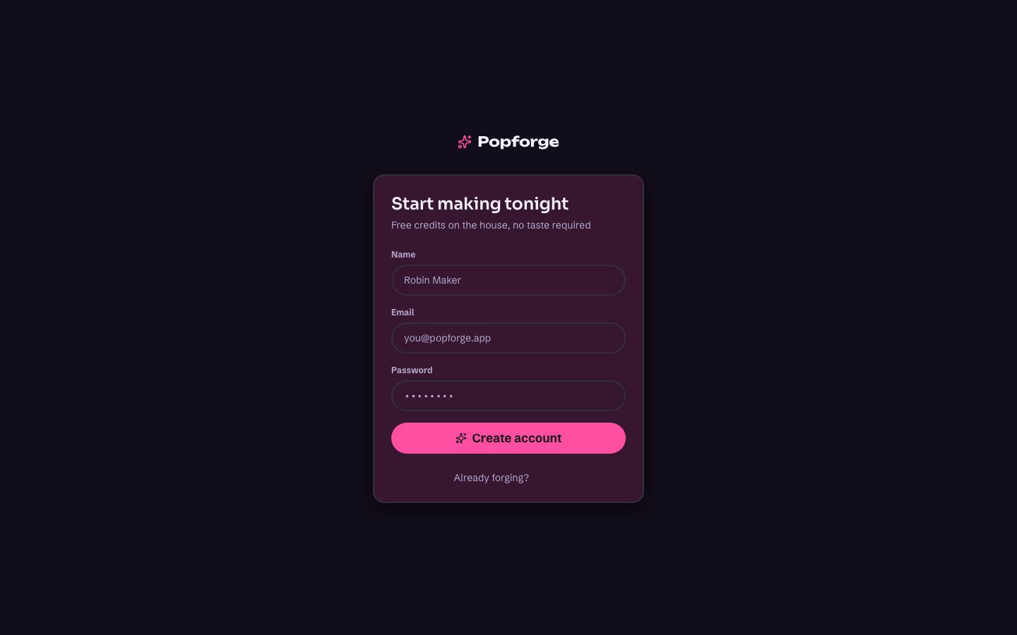 AI Image Generator UI — signup page screenshot
