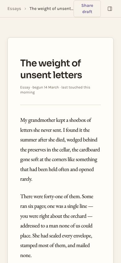 AI Writing Assistant UI — responsive mobile layout