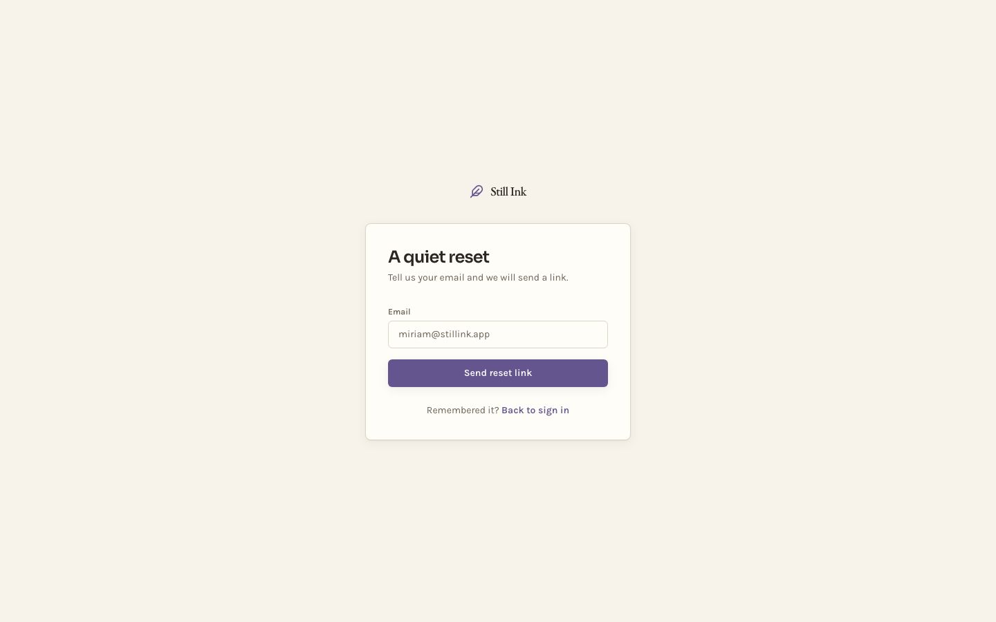 AI Writing Assistant UI — forgot password page screenshot