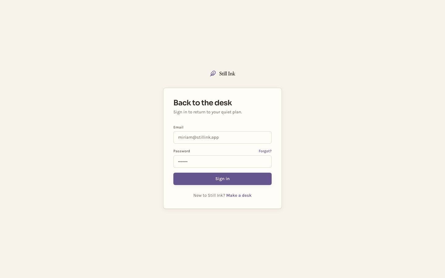 AI Writing Assistant UI — login page screenshot