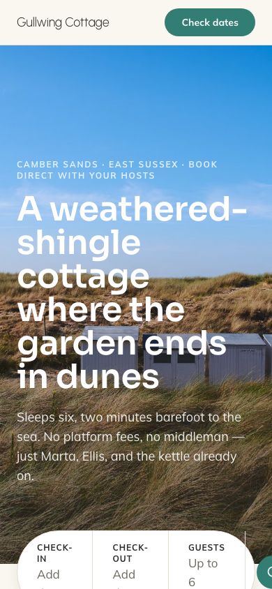 Airbnb Direct Booking Website — responsive mobile layout