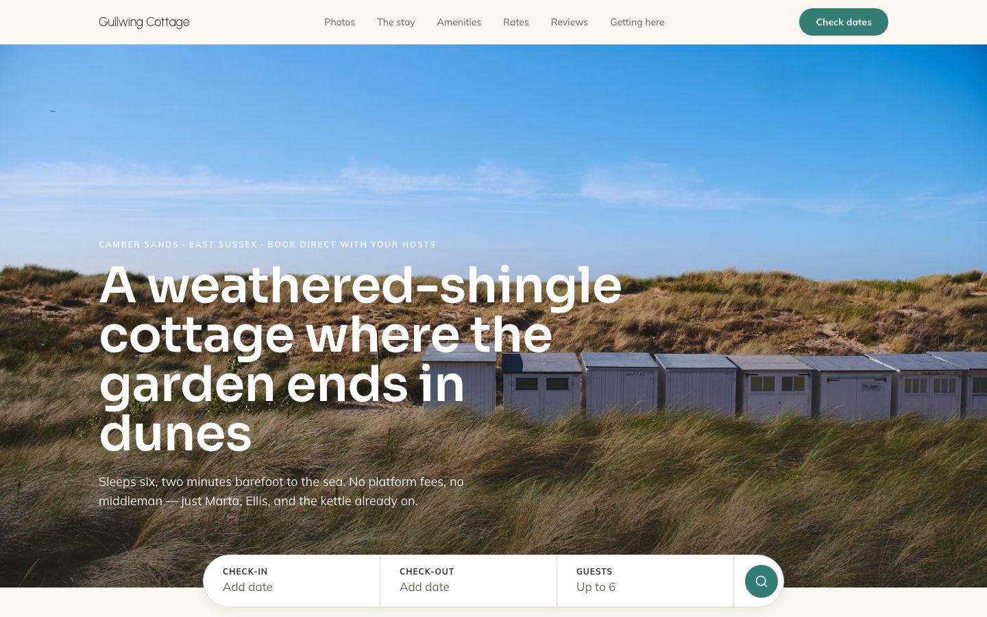 Airbnb Direct Booking Website — home page screenshot