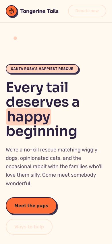 Animal Shelter Website Template — responsive mobile layout
