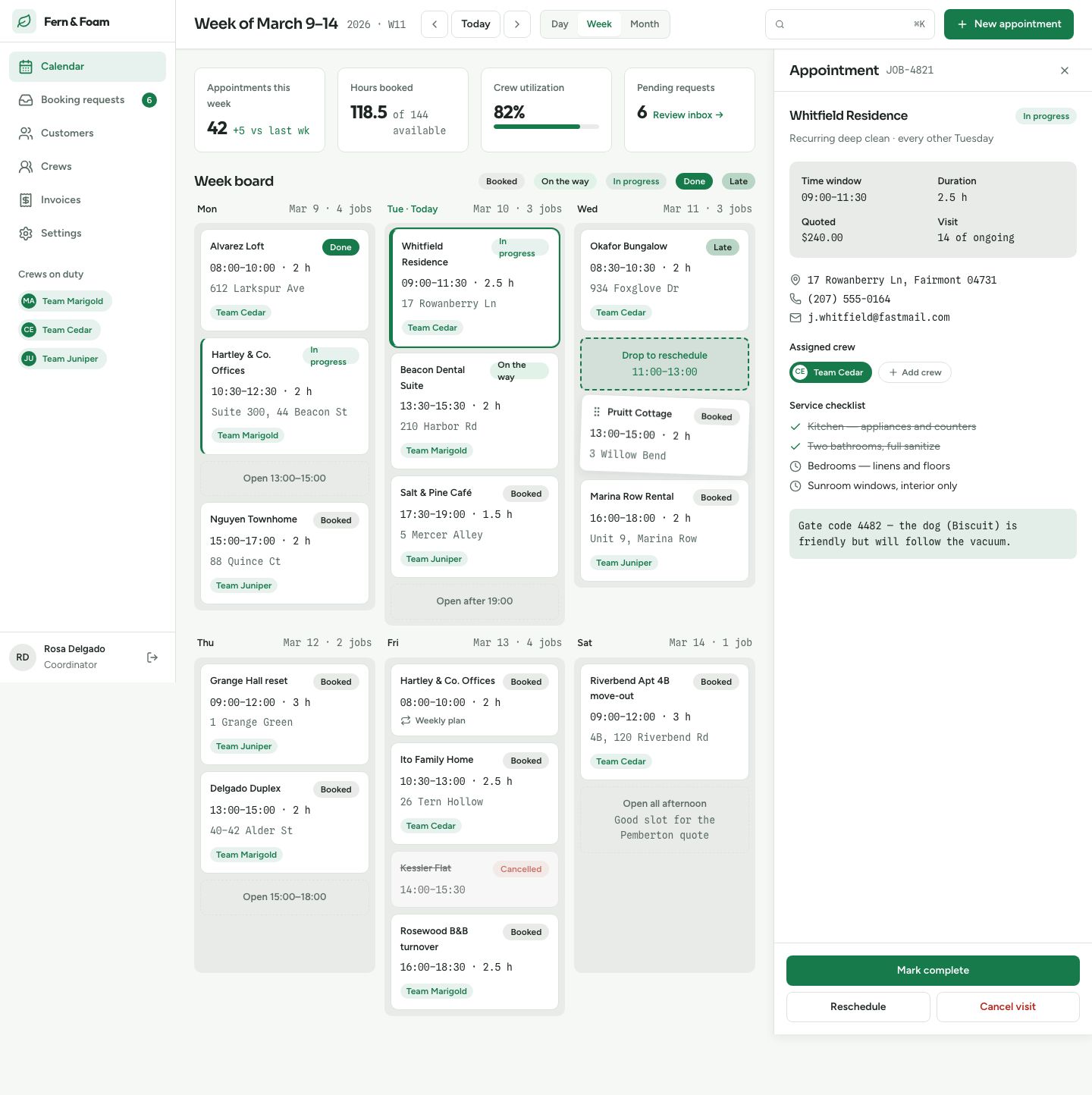 Appointment Scheduling Calendar UI Template — full page preview