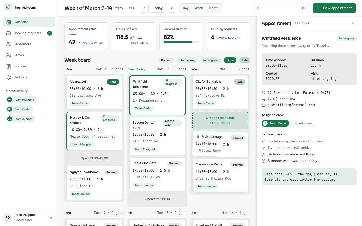 Appointment Scheduling Calendar UI Template — home page screenshot