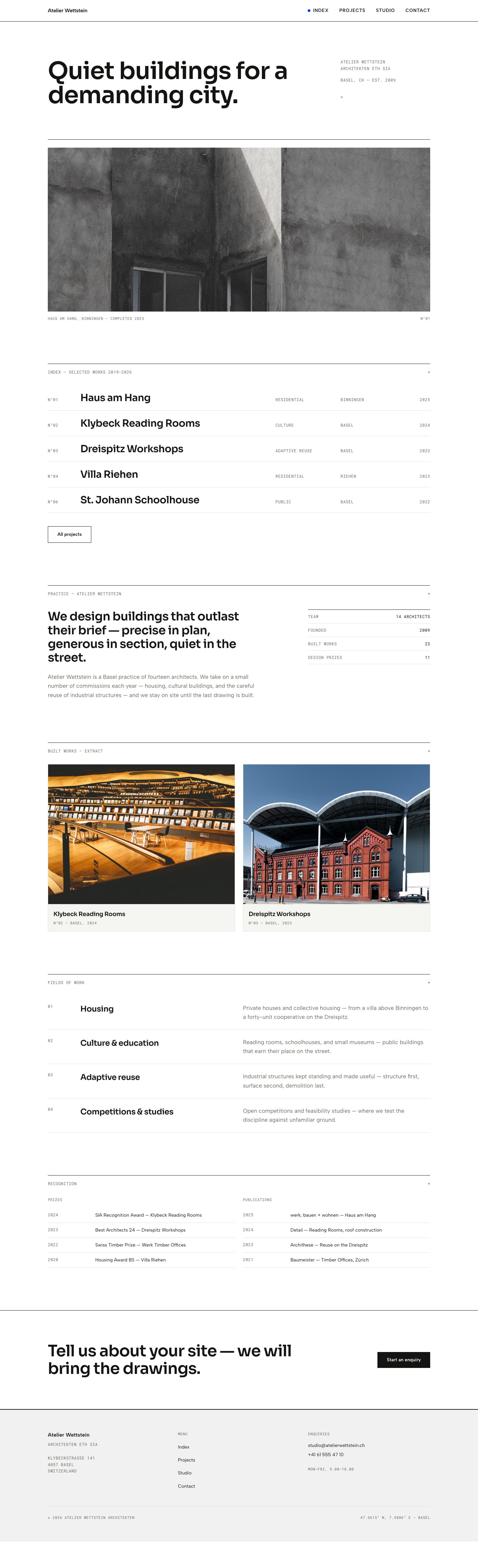 Architecture Portfolio Website — full page preview