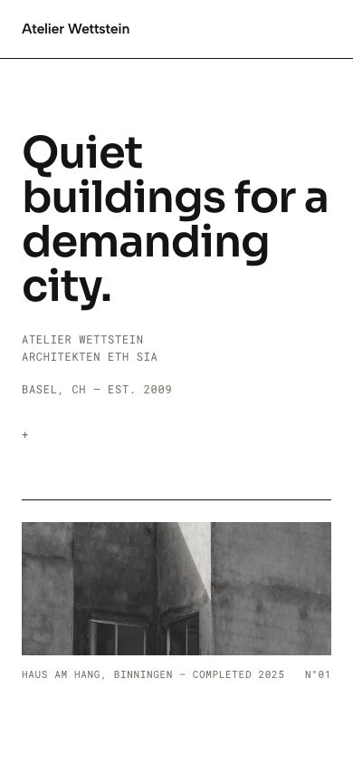 Architecture Portfolio Website — responsive mobile layout