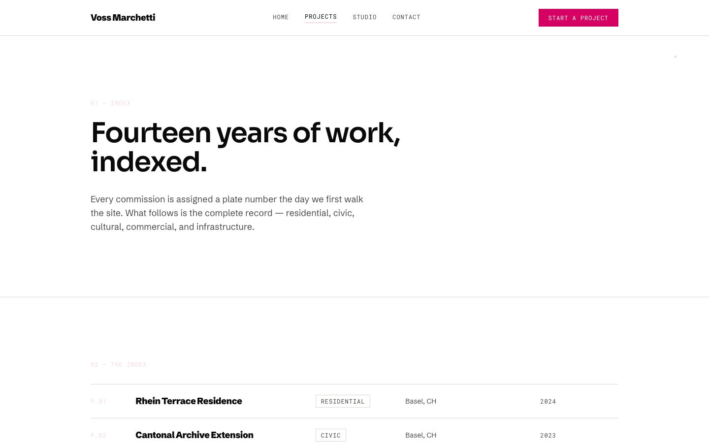 Architecture Website Template — projects page screenshot