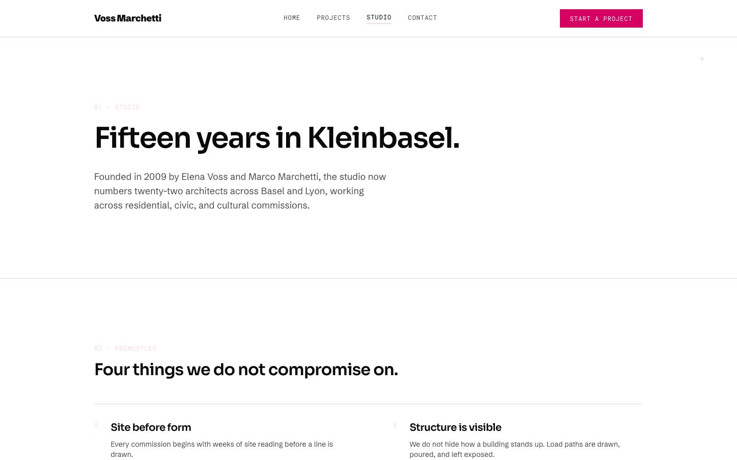 Architecture Website Template — studio page screenshot