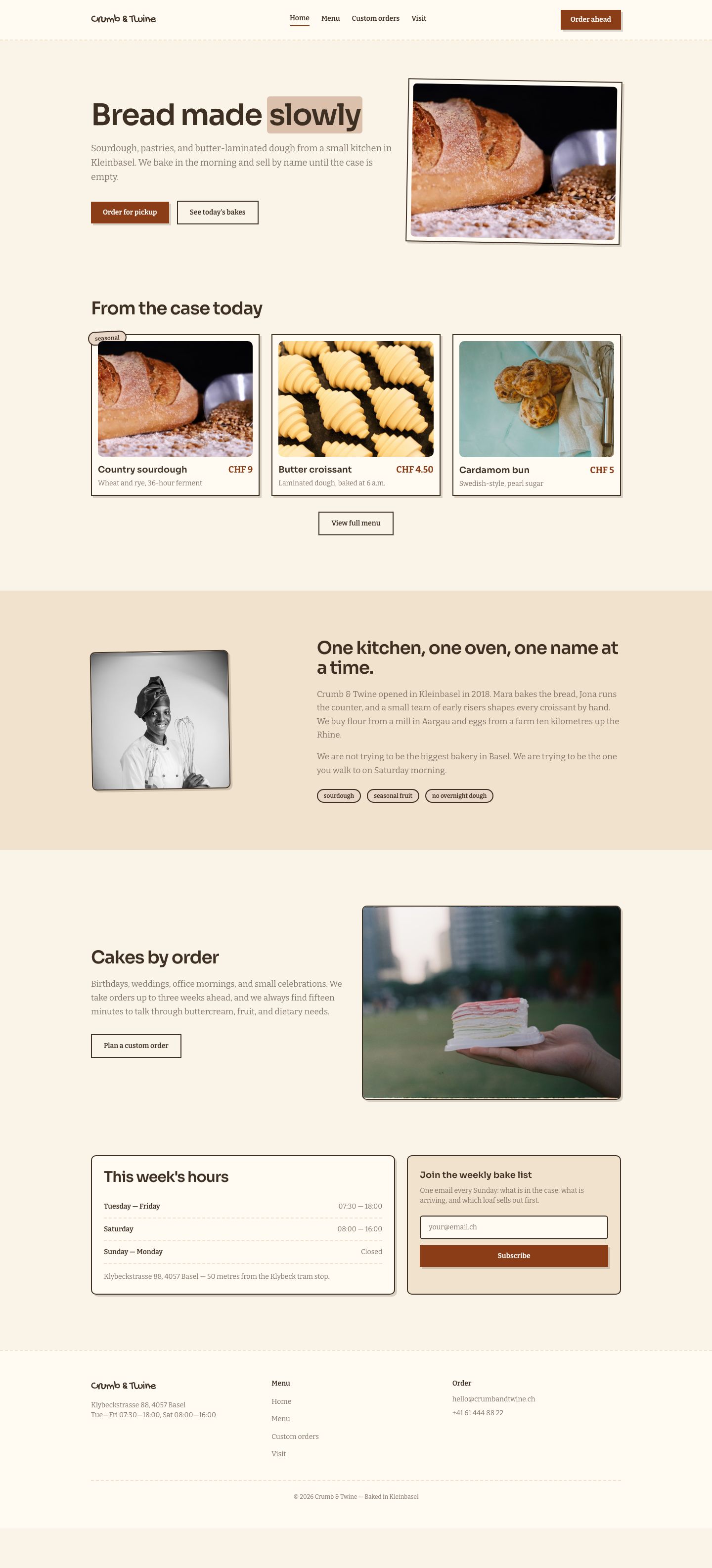 Bakery Website Template — full page preview
