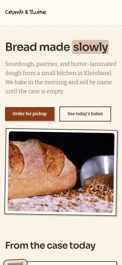 Bakery Website Template — responsive mobile layout