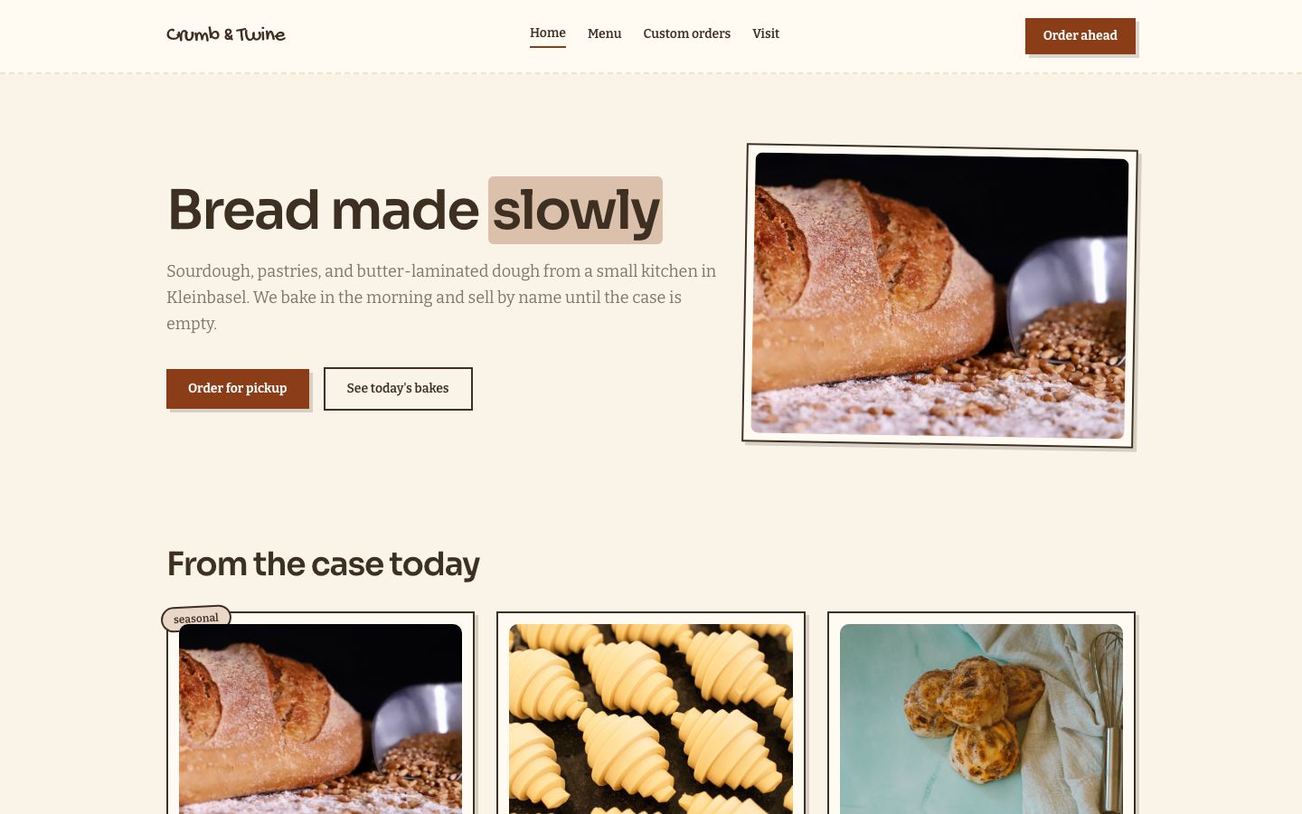 Bakery Website Template — home page screenshot