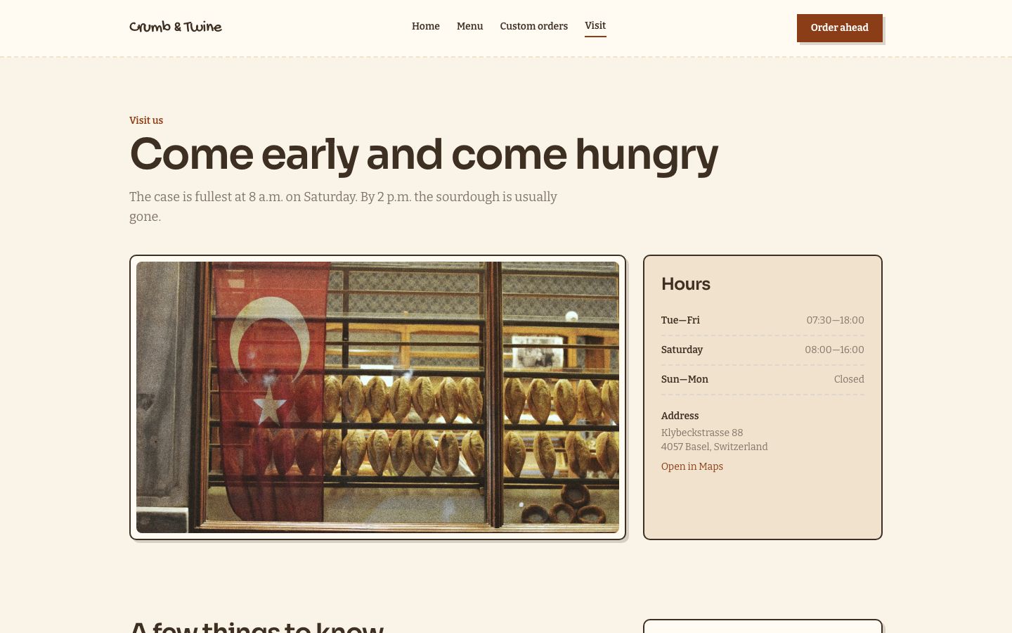 Bakery Website Template — visit page screenshot