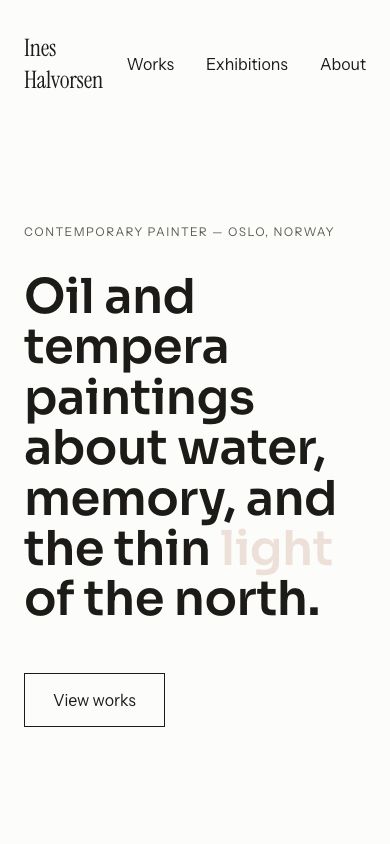 Artist Portfolio Website — responsive mobile layout