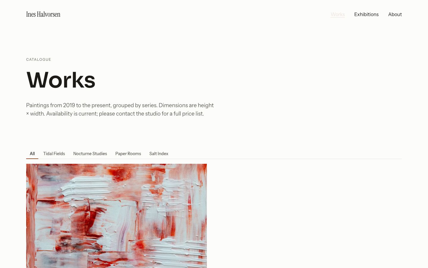 Artist Portfolio Website — works page screenshot