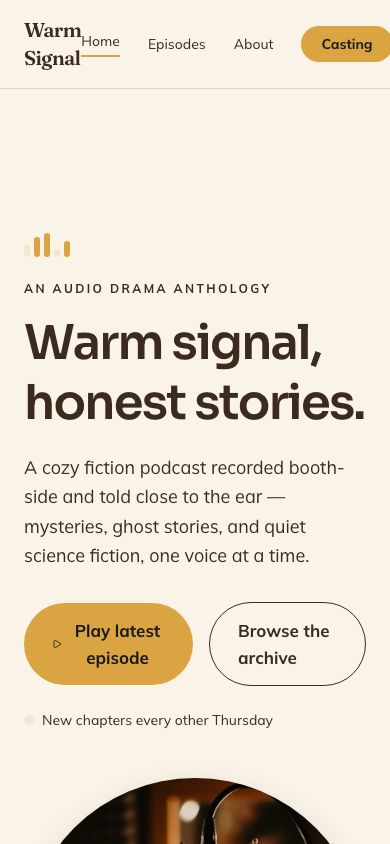 Audio Drama Website Template — responsive mobile layout