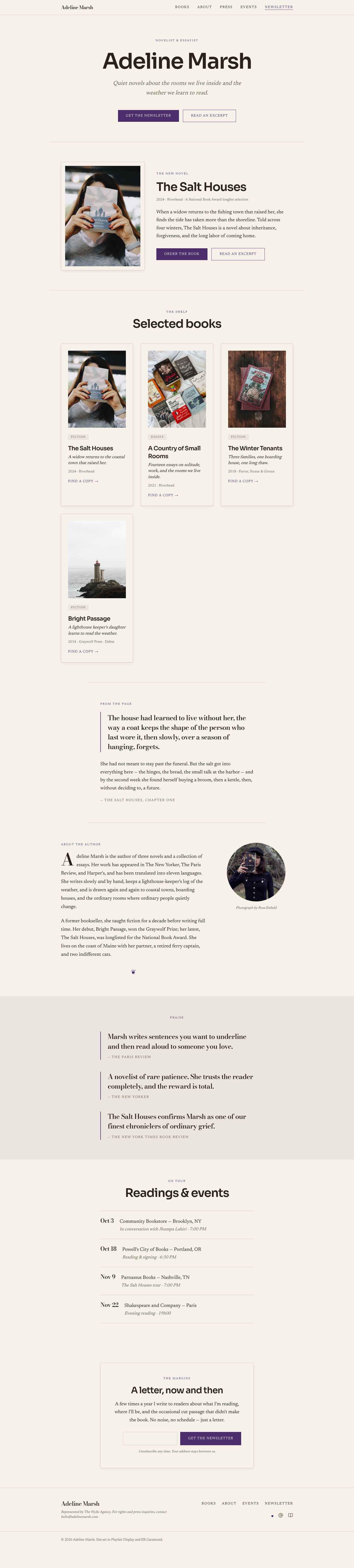 Author Website Template — full page preview