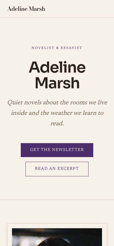 Author Website Template — responsive mobile layout