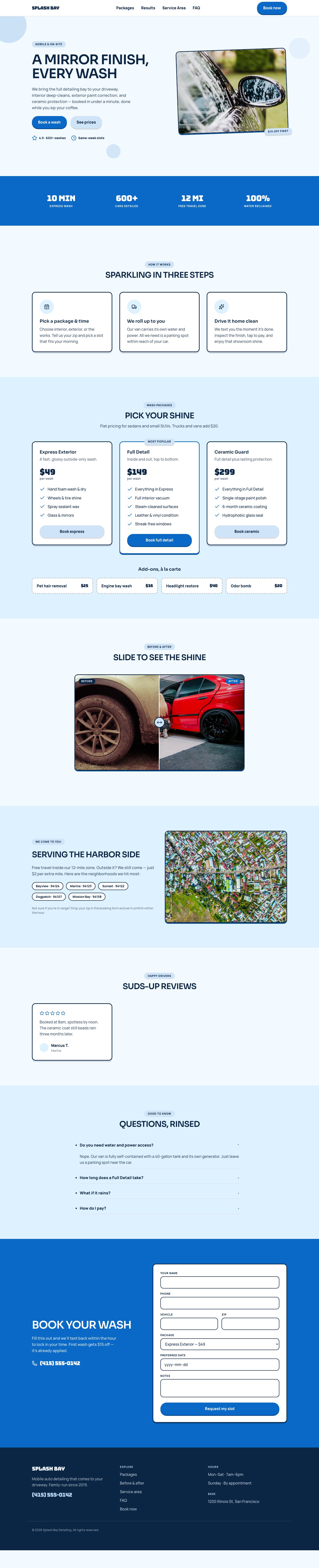 Auto Detailing Website Template — full page preview