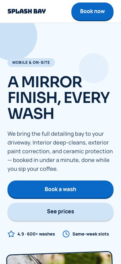 Auto Detailing Website Template — responsive mobile layout