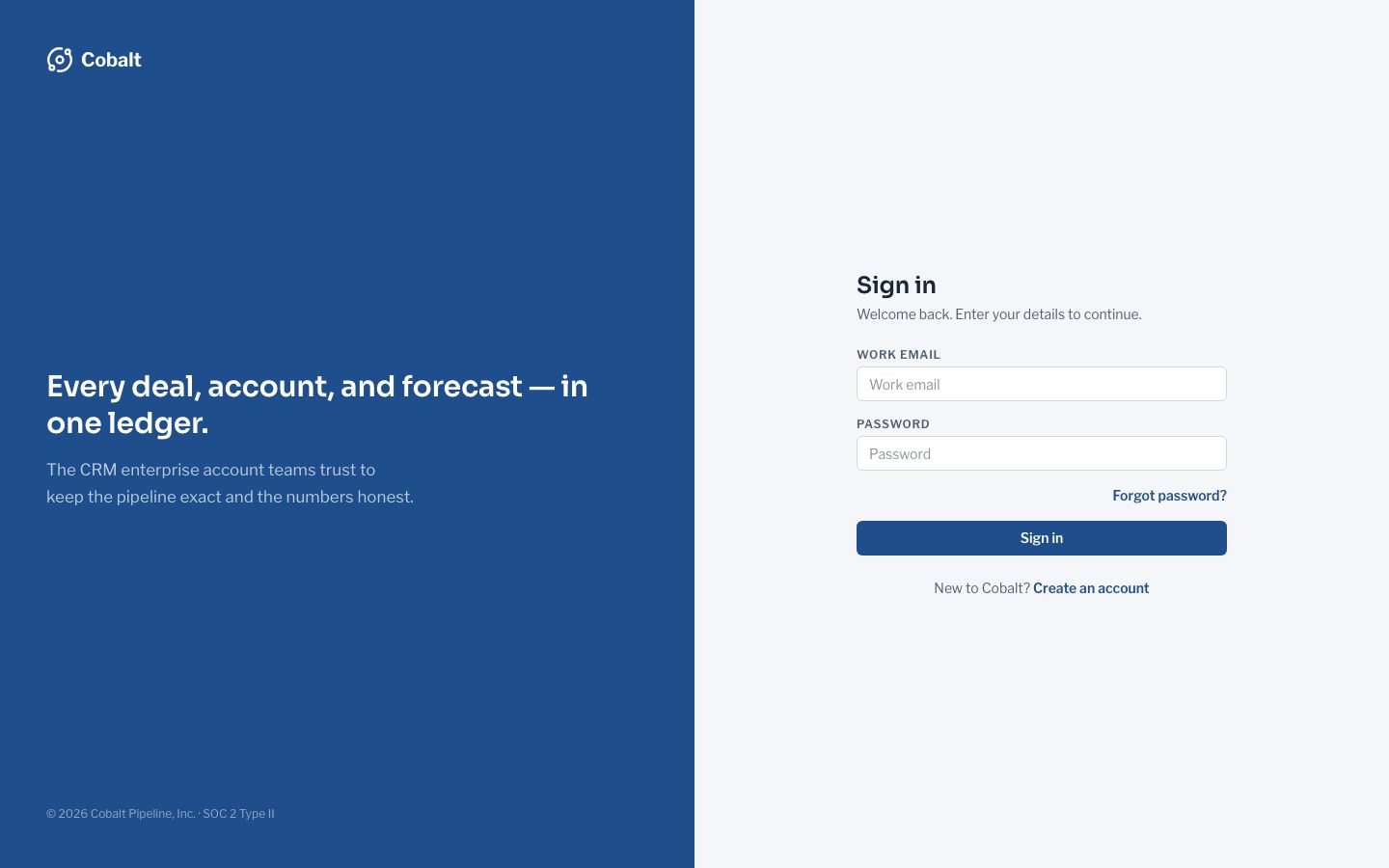 B2B CRM Dashboard Template — login page screenshot