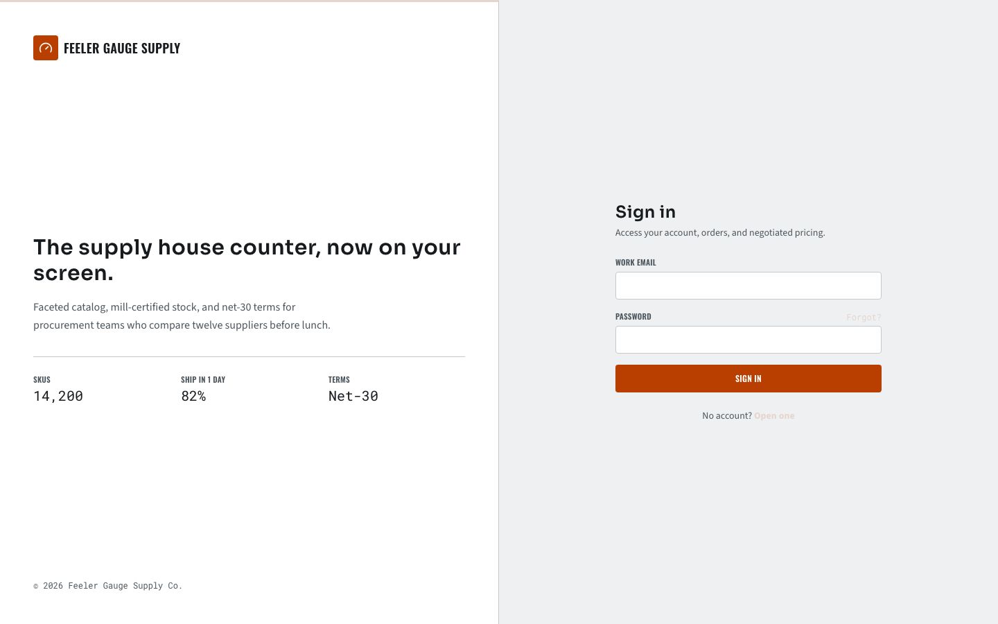 B2B Marketplace Template — login page screenshot