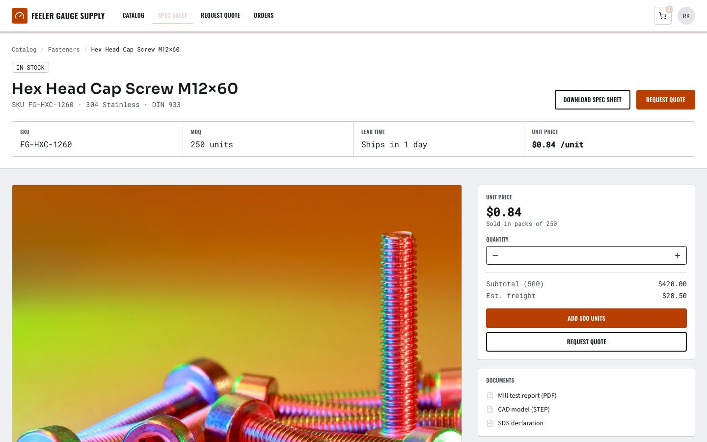 B2B Marketplace Template — product page screenshot