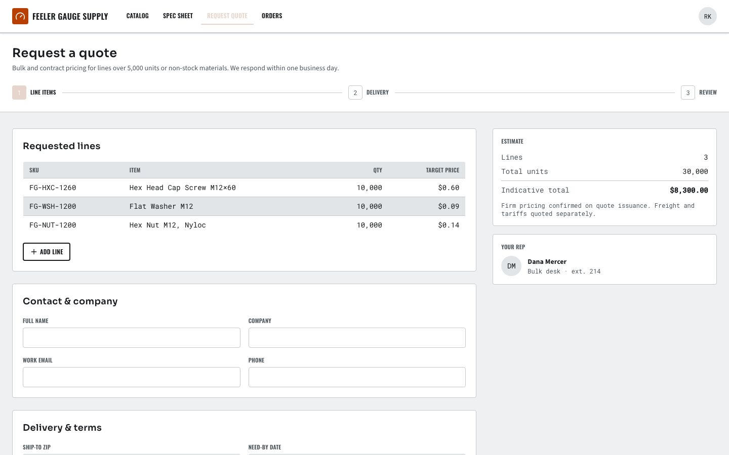 B2B Marketplace Template — quote page screenshot