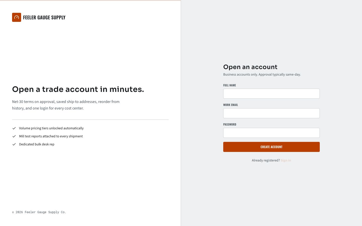 B2B Marketplace Template — signup page screenshot