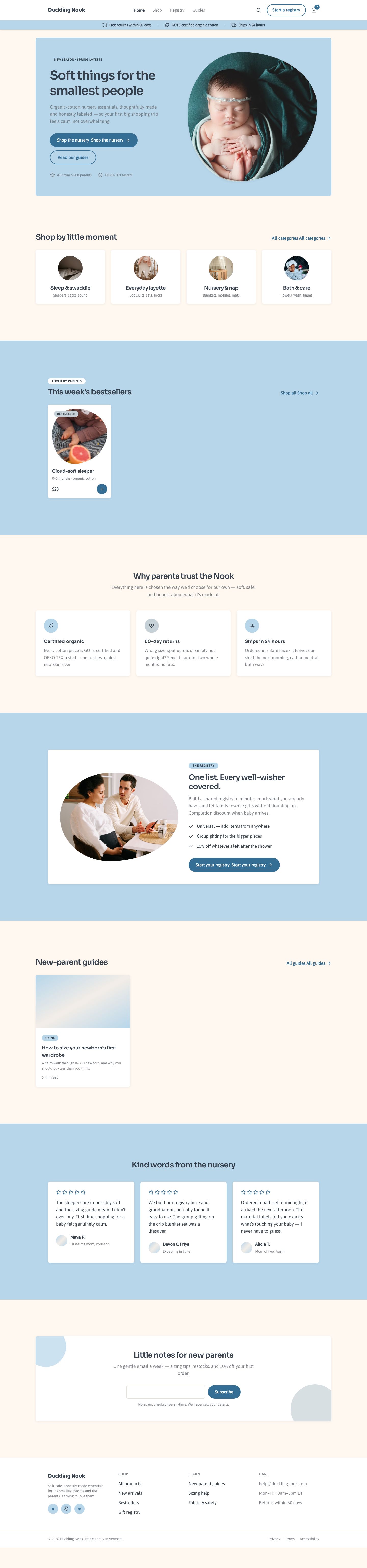 Baby Store Website Template — full page preview