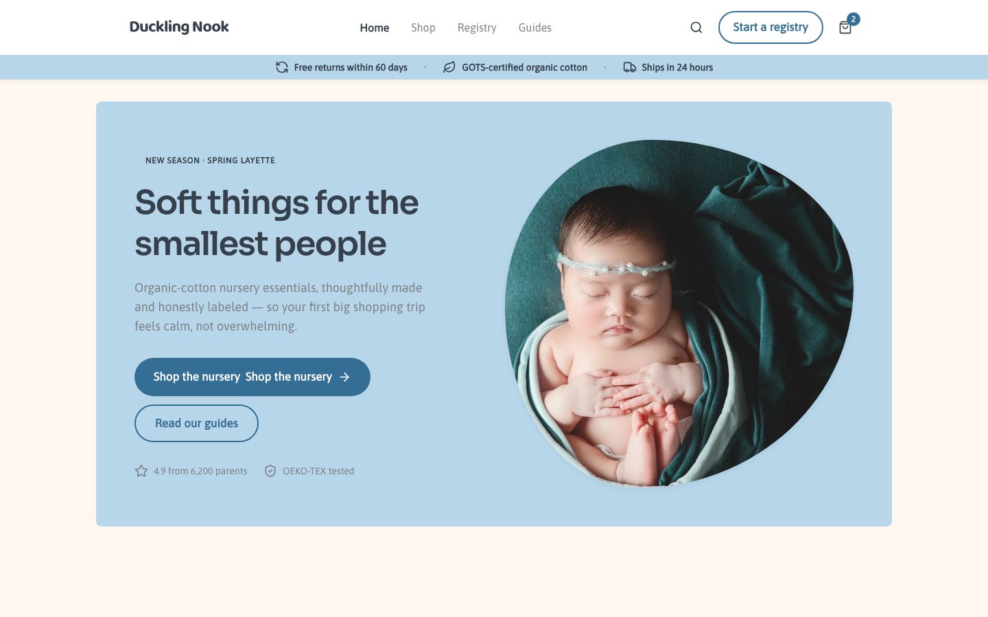 Baby Store Website Template — home page screenshot