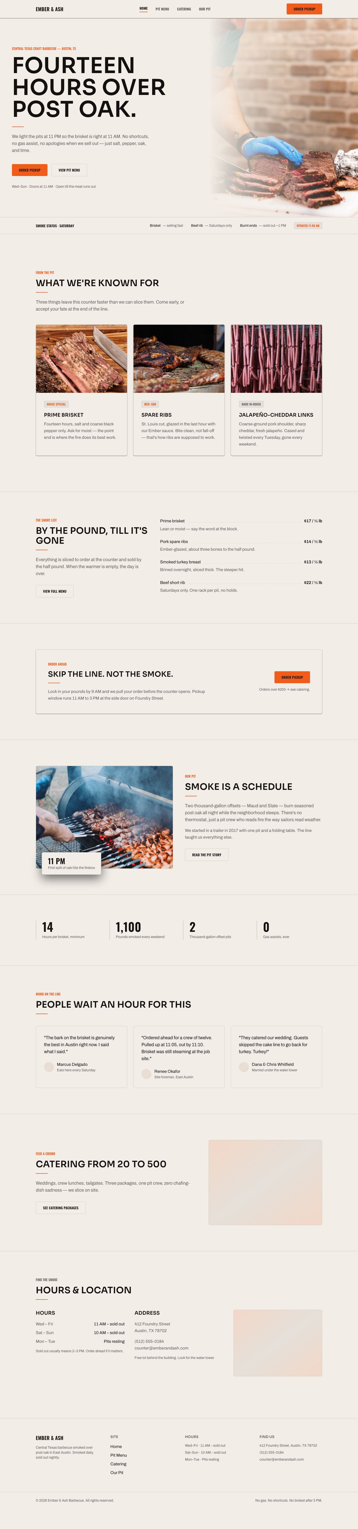 BBQ Restaurant Website Template — full page preview