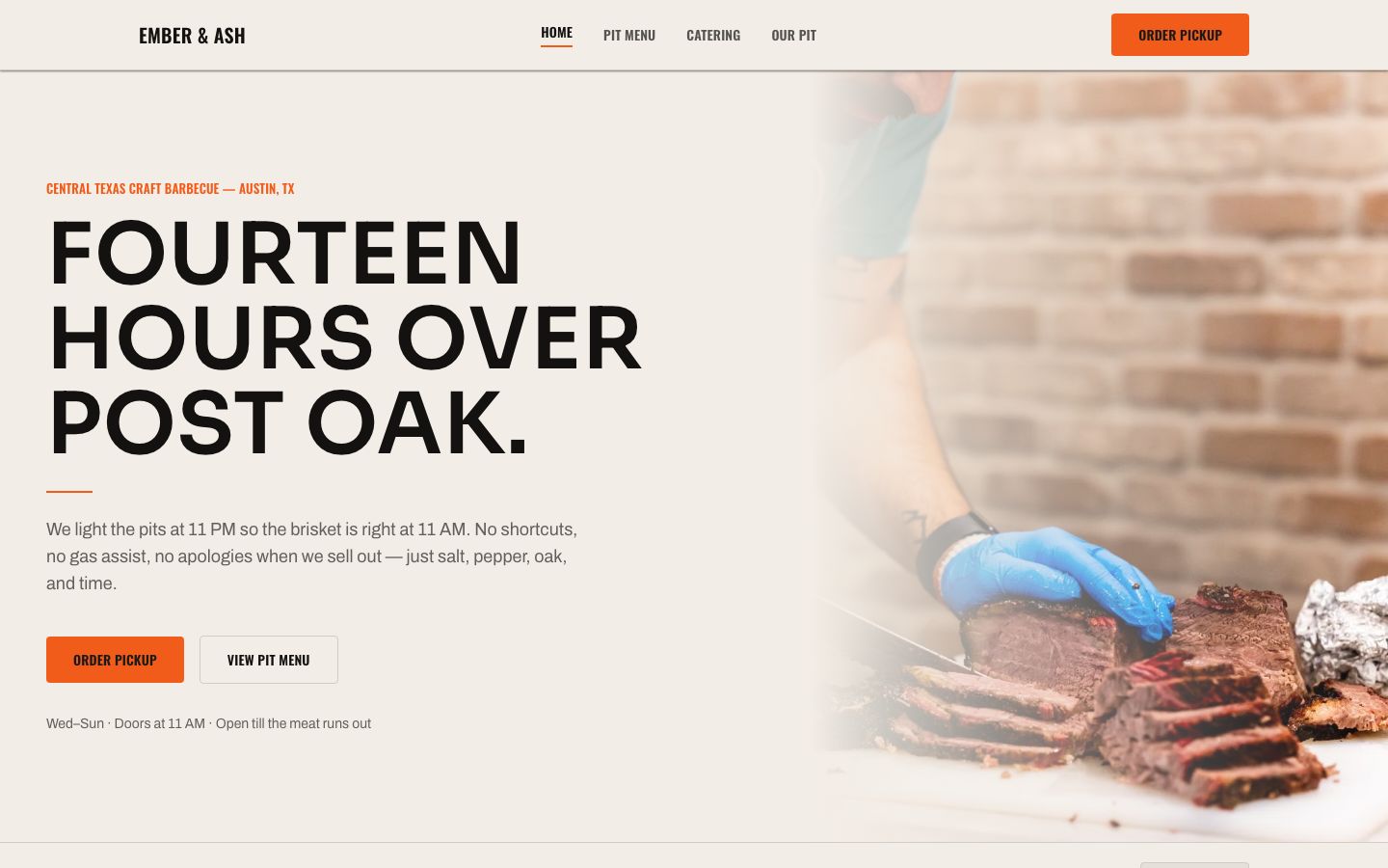 BBQ Restaurant Website Template — home page screenshot
