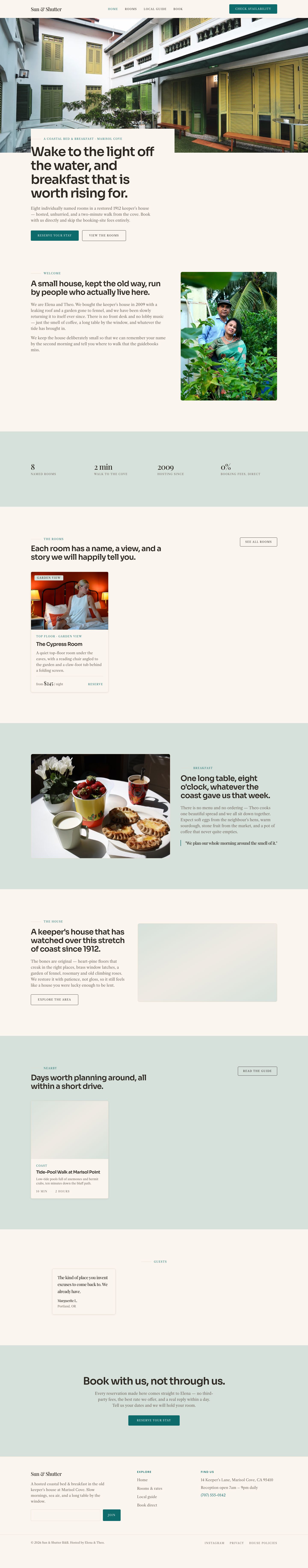 Bed and Breakfast Website Template — full page preview