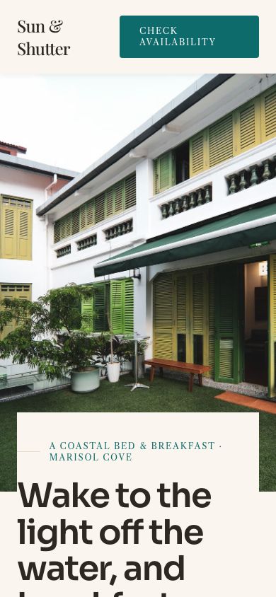 Bed and Breakfast Website Template — responsive mobile layout