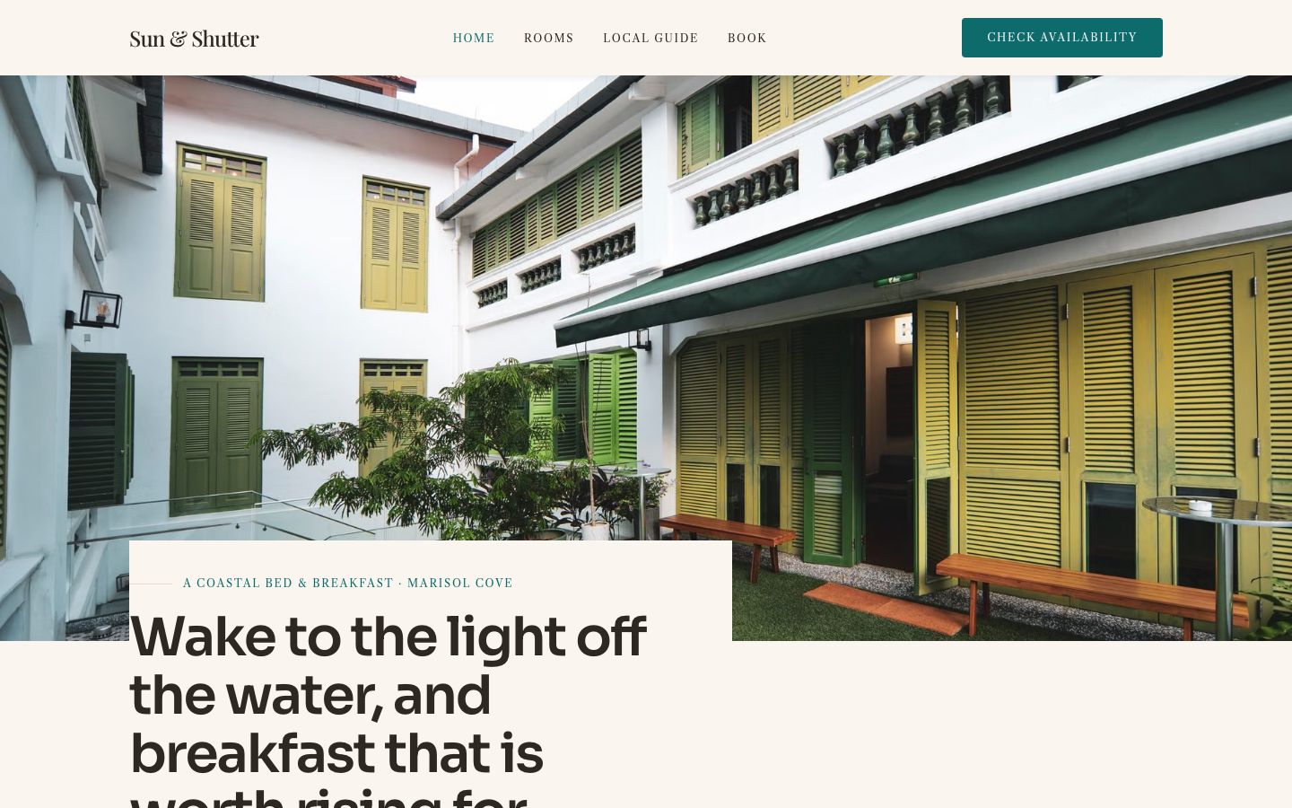 Bed and Breakfast Website Template — home page screenshot