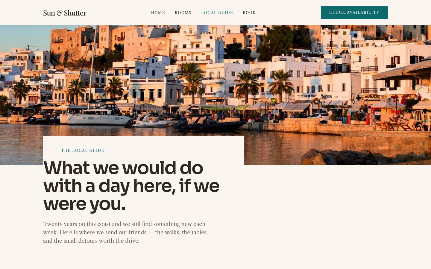 Bed and Breakfast Website Template — local guide page screenshot