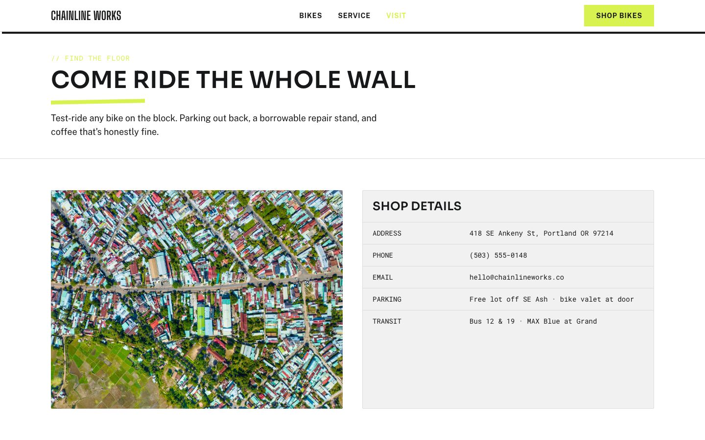 Bike Shop Website Template — visit page screenshot