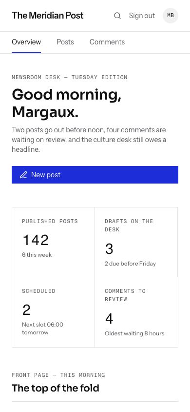 Blog Admin Panel Template — responsive mobile layout