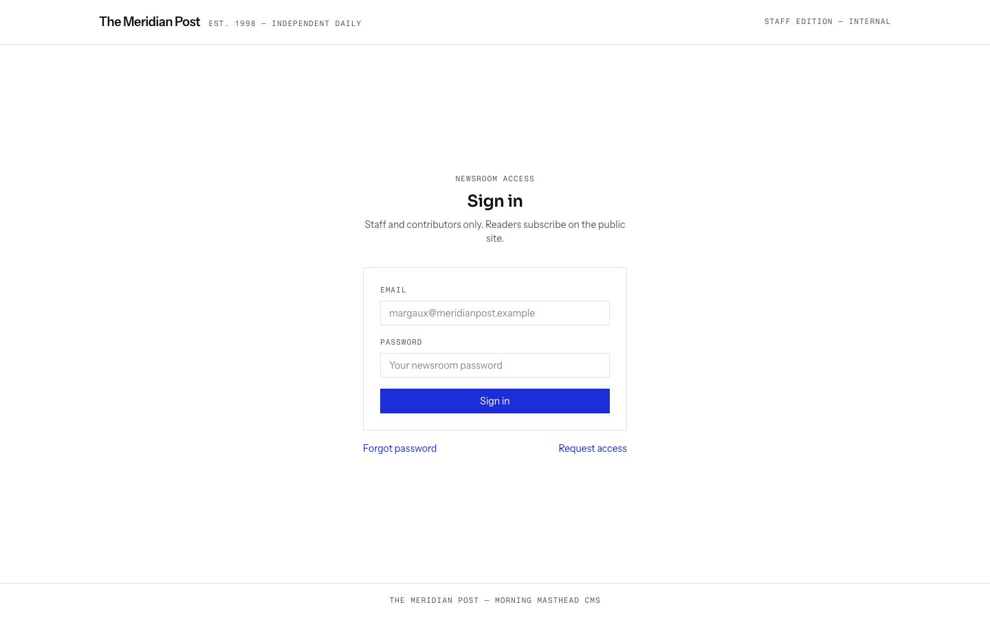 Blog Admin Panel Template — login page screenshot